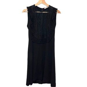 Sandro Paris Black Lace Front Sleeveless Mini  Dress Size Small Womens